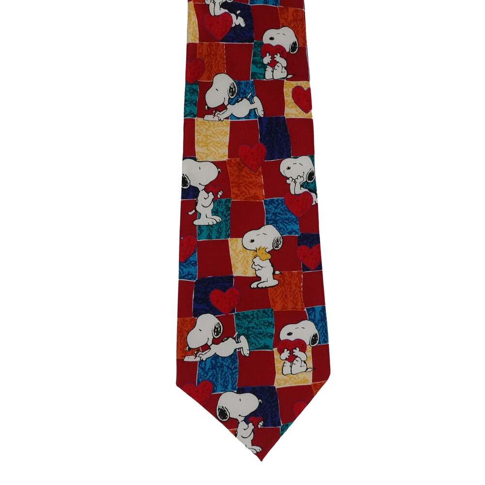 Peanuts Snoopy Joe Cool Valentine's Day Hearts 100% Silk Made in USA Men's Tie
